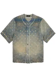 Amiri Bandana-jacquard Denim Shirt - Blue - M M
