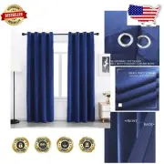 108'' Long Navy Velvet Blackout Grommet Curtains - Set of 2 for Luxurious Living