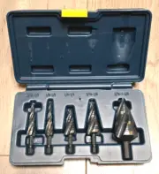 5pc Master Spiral Cut Step Drill Bit Set w/1/4" Hex Shank 3/16" to 1-3/8"