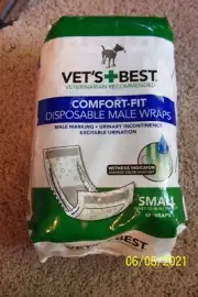 Vet's Best Disposable Dog Wraps - SMALL Male Wraps 12 Wraps - Factory Sealed