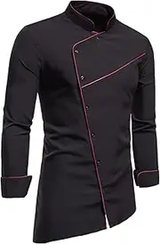 [Generic] Mens Tall Long Sleeve T Shirts Stand-up Collar Color Block Tops Shirt Long-Sleeved Shirt Blouse Button Retro Shirt Mens Loose Shirts