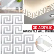 DIY 3D Acrylic Mirror Tile Wall Sticker Decal Art Mural Decor Removable 10-60X