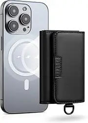VULKIT Magnetic Card Case for Max. 8 Bank Cards, Vegan Leather Phone Card Wallet Compatible with iPhone 12-16 Series, Black