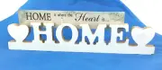 “HOME” Wooden Distressed Card Holder Shelf Desk Table Sitter Hearts 11.5x2.5"