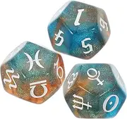 ERINGOGO 3pcs Polyhedral Dice for Divination Acrylic Multi Sided Dices for Tarot Table Games Parties Unique Astrological Patterns Craftsmanship