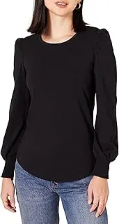 [Amazon Essentials] Women's Long-Sleeve Crewneck Smocked Cuff T-Shirt