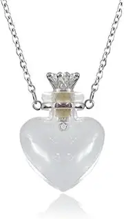 [Nobrand] COLORFULBLING1PC Clear Heart Vial Perfume Bottle Necklaces Stainless Steel Chain Make a Wish blood vial necklace Women Jewelry, Stainless Steel