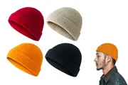 Winter Warm Fisherman Beanie Roll Up Edge Hat-One Each Of The Four Colors
