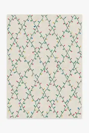 150' x 215' | Machine Washable Runner Rug | Kid & Pet Friendly | Indoor Rug | Holiday Lights Creme Rug | Ruggable