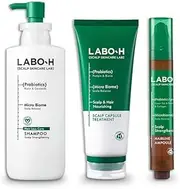 Scalp Strengthening Shampoo (400 mL) and Scalp Strengthening Capsule Conditioner (220 mL) and Hairline Ampoule (15 mL). K-Beauty Hair Growth & Anti-Loss Care Set for Labo-H