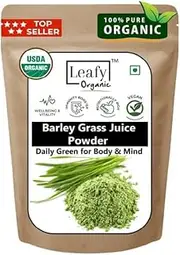 Leafy Organic Barley Grass Powder (3.5oz) Certified Organic Gluten-Free Detox Rich in Chlorophyll Vitamins & Minerals Premium Quality for Gut Health (100Gram)