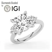Princess Solitaire Labgrown Diamond Trilogy Ring Platinum 4.60 Ct D VVS2