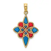 14K Yellow Gold Enameled Celtic Knot Charm