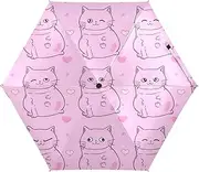 [RPLIFE] Compact Umbrella, Compact Size for Women Backpacks/Handbags, Travel Umbrellas for Sun, Cute Cat Pink
