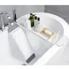 White Bathroom Expandable Bath Caddy Holder Tray Over Bathtub Spa Rack Support