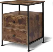 ALFORDSON Bedside Table 2-Drawer Sofa Side End Table Wooden Oak Storage Organiser Cabinet Nightstand Chest for Bedroom, Living Room and Hallway (45cm x 45cm x 60cm)