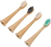 Mikinona 4pcs Bamboo Toothbrush Heads Replacement for Hx6 Hx8 Soft Bristle Reusable