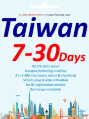 Taiwan Travel SIM - Unlimited 5G Data - No Registration 7-30 Days