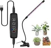 Plant Light for Indoor Plants | 3-Colors Small Grow Light | White LED Grow Light Lamp, 9 Dimmable Settings, Plant Growth Lamp for Indoor Plants with Spectrum, Adjustable Gooseneck, 3/9/