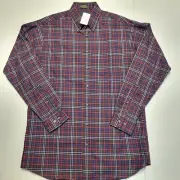 NEW Viyella By GANT Plaid WOOL Cotton Blend Sport Shirt MEDIUM Red Blue Flannel
