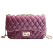 Women's Velvet Designer Chain Shoulder Crossbody Fashion Messenger Bag Handbag Women's Bags & Handbags