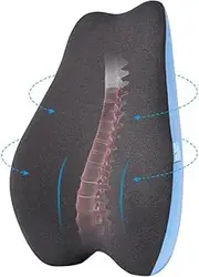 QUMOX Lumbar Support Pillow, Memory Foam Back Cushion Backrest for Car Seat, Office Chair, Computer Chair, Wheelchair and Recliner Ergonomic Design (Blue)