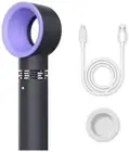 360° Portable Bladeless Mute Hand Held Mini Fan USB Cooler Fashion Design- Black