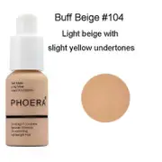 PHOERA 2pcs/set Liquid Coverage Foundation Facial Base Cream Brighten Moisturizer Mineral Full Cover Concealer Makeup TSLM1 104# Buff Beige