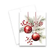 Christmas Ornament Greeting Cards with Envelopes, Set of 12 , Holiday Cards