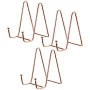 3Pcs 4.3Inch Plate Stand for Display Iron Easel Plate Holder for Photo Rose Gold