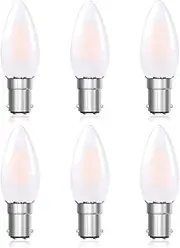 Bonlux B15 LED Candle Light Bulb, Dimmable 4W Small Bayonet Cap Bulbs, 40W Equivalent Bulb, Warm White 2700K, AC220-240V Frosted C35 SBC Energy Small Bayonet Light Bulb, Pack of 6