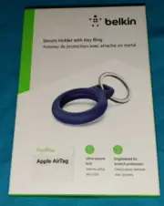 Genuine Belkin Apple AirTag Secure Holder w/ Key Ring BLUE NEW **FREE SHIPPING**