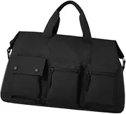 ａ aternee Gym Duffle Bag with Pocket,Portable,Lightweight, Travel Overnight, Carry on Bag for Gym Workout Yoga Fitness Travel, Black