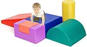Costway Foam Climbing Blocks for Toddlers 1-3, 6 Pieces Indoor Climb and Crawl Activity Playset with Rectangles, Cylinder, Half-Moon, Baby Infant Lightweight Climber Structure (Multi-Color, 6 PCS)