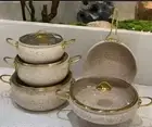 Granite Copper 9 Piece Cookware Set With Glass Lids Casserole Set.