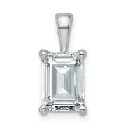14k White Gold 2 1/2 Ct. Lab Grown Diamond VS/SI+ G+ Emerald Four Prong Pendant
