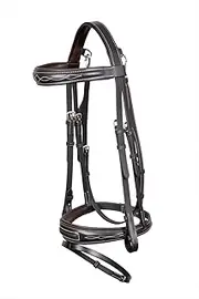 Horse English Dressage Fancy Stitch Leather Flash Bridle 803MIB02