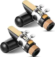 Fiada 2 Sets Clarinet Mouthpiece Clarinet Reeds 2.5 Clarinet Mouthpiece Kit with Clarinet Ligature Plastic Cap Bb Clarinet Reeds 2.5 Strength Reeds for Clarinet Use Replacement Supply