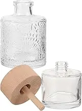 ARTSEWPLY 2Pcs Clear Glass Aroma Diffuser Bottles with Caps Elegant Reed Diffuser Jars for Home Fragrance and Decorative Use for Essential Oils and Dried