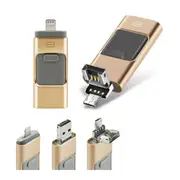 Gold 3 in 1 Flash Drive USB Memory Stick for IOS Android iPhone