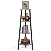 Costway 4-Tier Corner Bookcase Ladder Display Shelf Metal Frame
