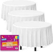 SOL 3pk White Round Table Cloth Disposable | 140cm Party Round Tablecloths For Circular Table | Round Table Cloths Circular Tablecloth Round Table Cloth White Round Tablecloth White Table Cloth Round
