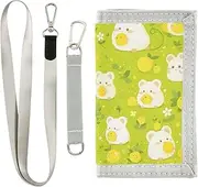 [Yoogain] Cartoon Hamster Fluorescent Green minimalist wallet for women pop fold wallet with lanyard, cartoon Hamster Fluorescent Green, 1 size, Fashion