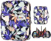 YOUSHARES Colored Pencil Case 220 Slots Pen Case Organizer with Handy Wrap & Zipper, Multilayer Holder for Prismacolor Colored Pencils & Gel Pen (Flower)