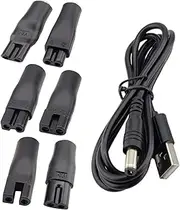 7 PCS Replacement Power Cord 5V USB Charging Cord Set Fit for a Various Types of Electric Hair Clippers, Beard trimmers, Shavers, Beauty Instruments, Electric hairdressers, Desk Lamps, Purifiers