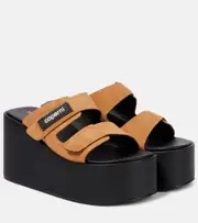 [Coperni] Coperni Logo suede wedge mules AU 7 brown