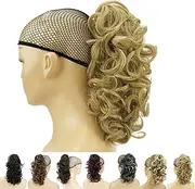 IMISSU Messy Curly Hair Short Claw Ponytail Hair Extensions Pony Tail Clip in Hairpieces (Honey Blonde)