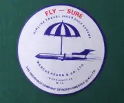 FLY SURE Airline Travel Insurance Scheme Company Aircraft Sticker Decal