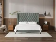 My Style Winged Headboard & Slimline Base - King / Seaglass / Slimline Base