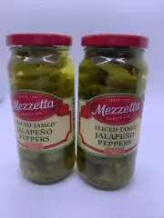 Mezzetta Sliced Tamed Jalapeño Peppers Medium Heat 2 Jars 16 Oz B/b 05/27
